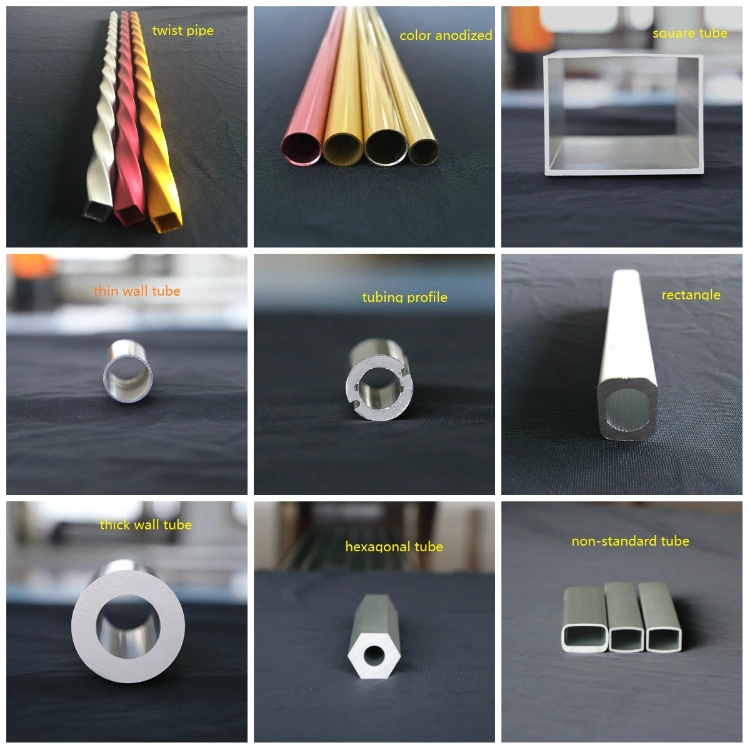 China Customized Profile Manufacture Aluminum Extrusion Round/Square/Oval Extruded Tube/Tubing/Pipe/Piping